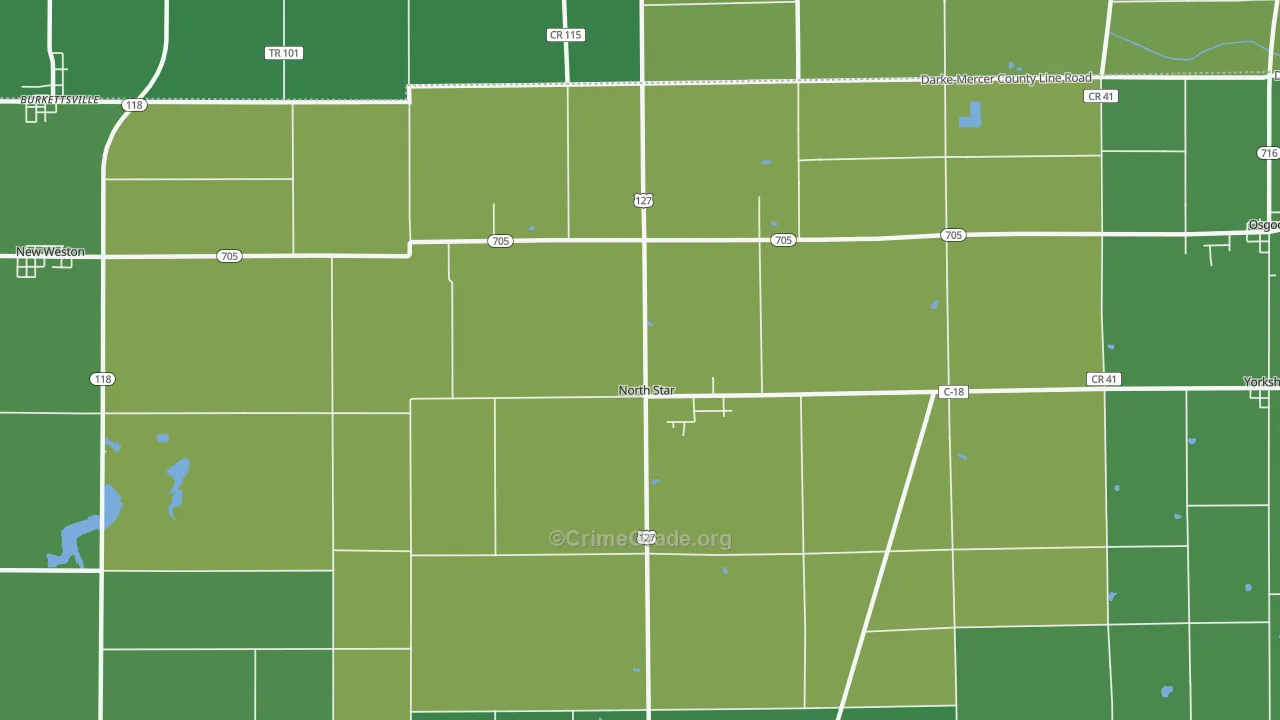 North Star, OH Map of Drug-Related Crime Rates
