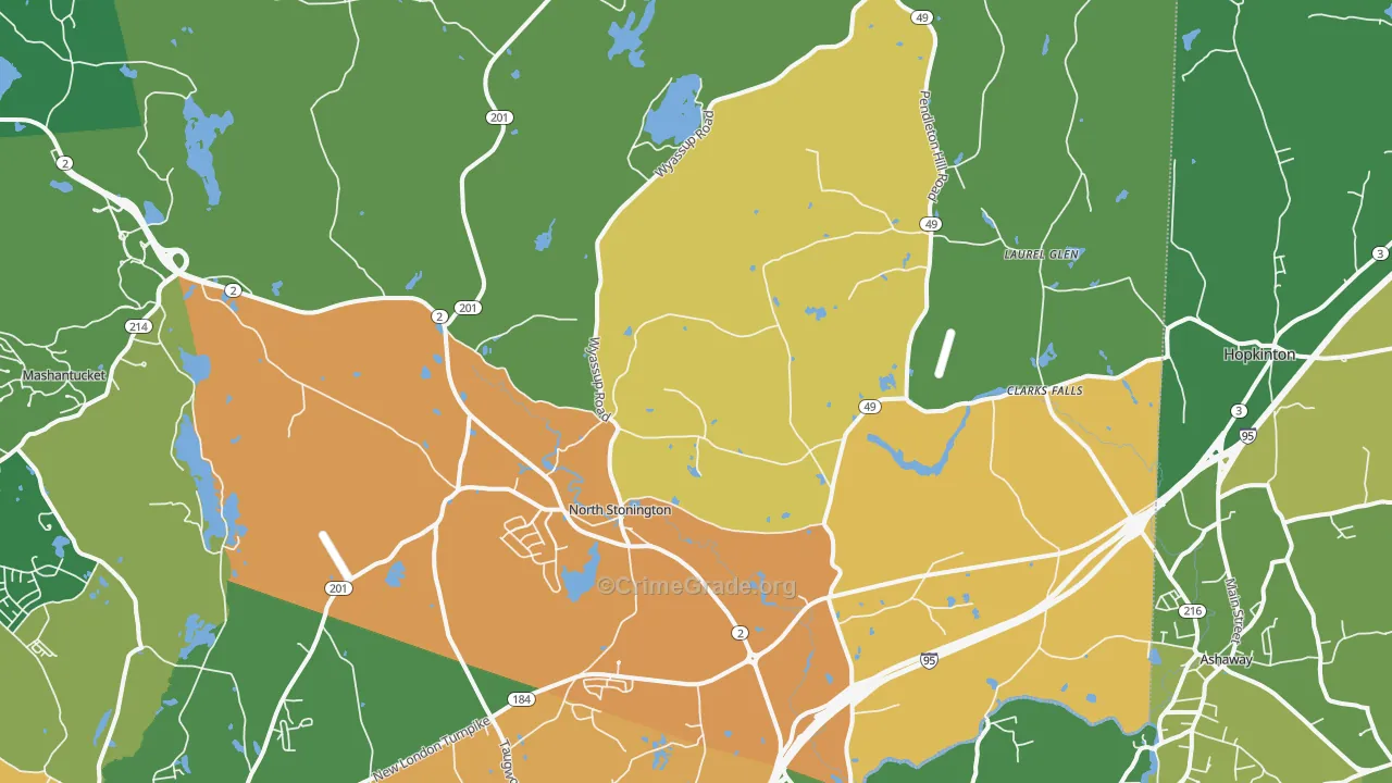 North Stonington, CT Map of Drug-Related Crime Rates