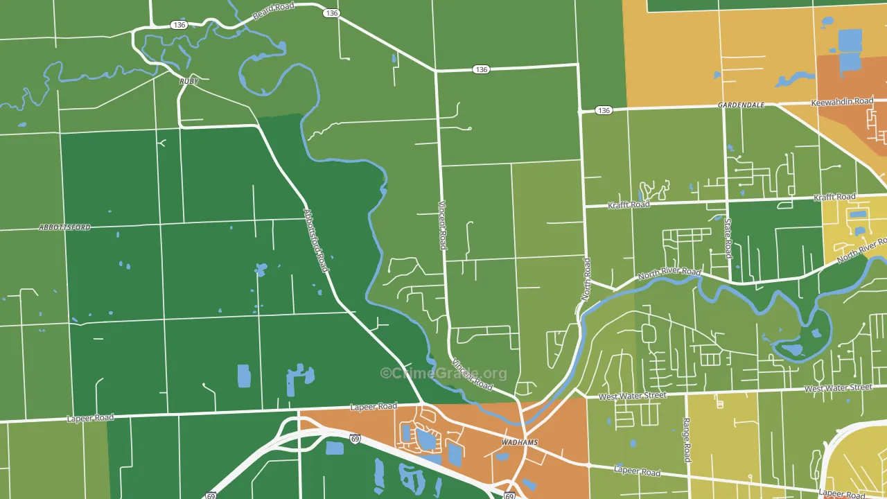 North Street, MI Map of Drug-Related Crime Rates