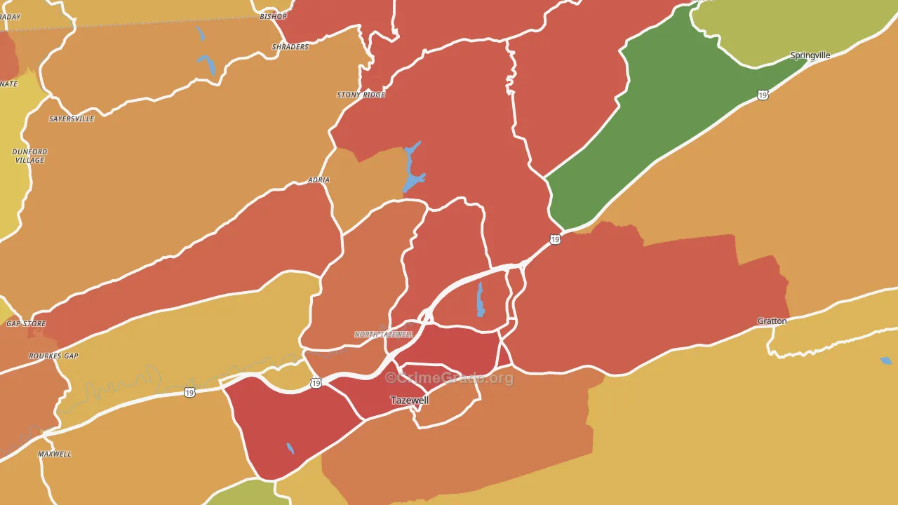 North Tazewell, VA Map of Drug-Related Crime Rates