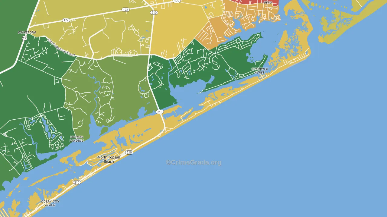 North Topsail Beach, NC Map of Drug-Related Crime Rates