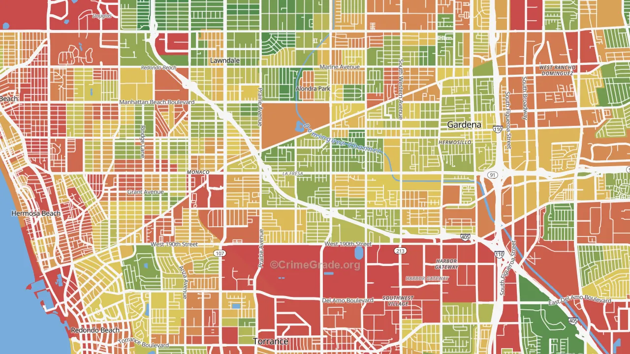 North Torrance, Torrance, CA Map of Drug-Related Crime Rates