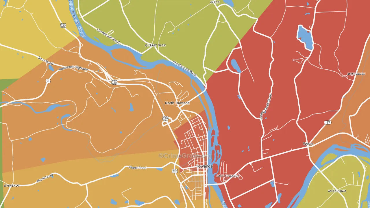 North Towanda, PA Map of Drug-Related Crime Rates