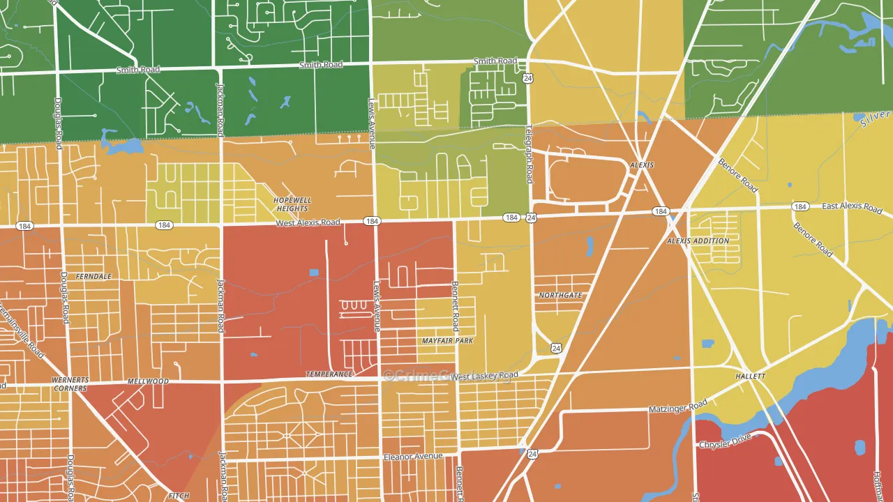 North Towne, Toledo, OH Map of Drug-Related Crime Rates