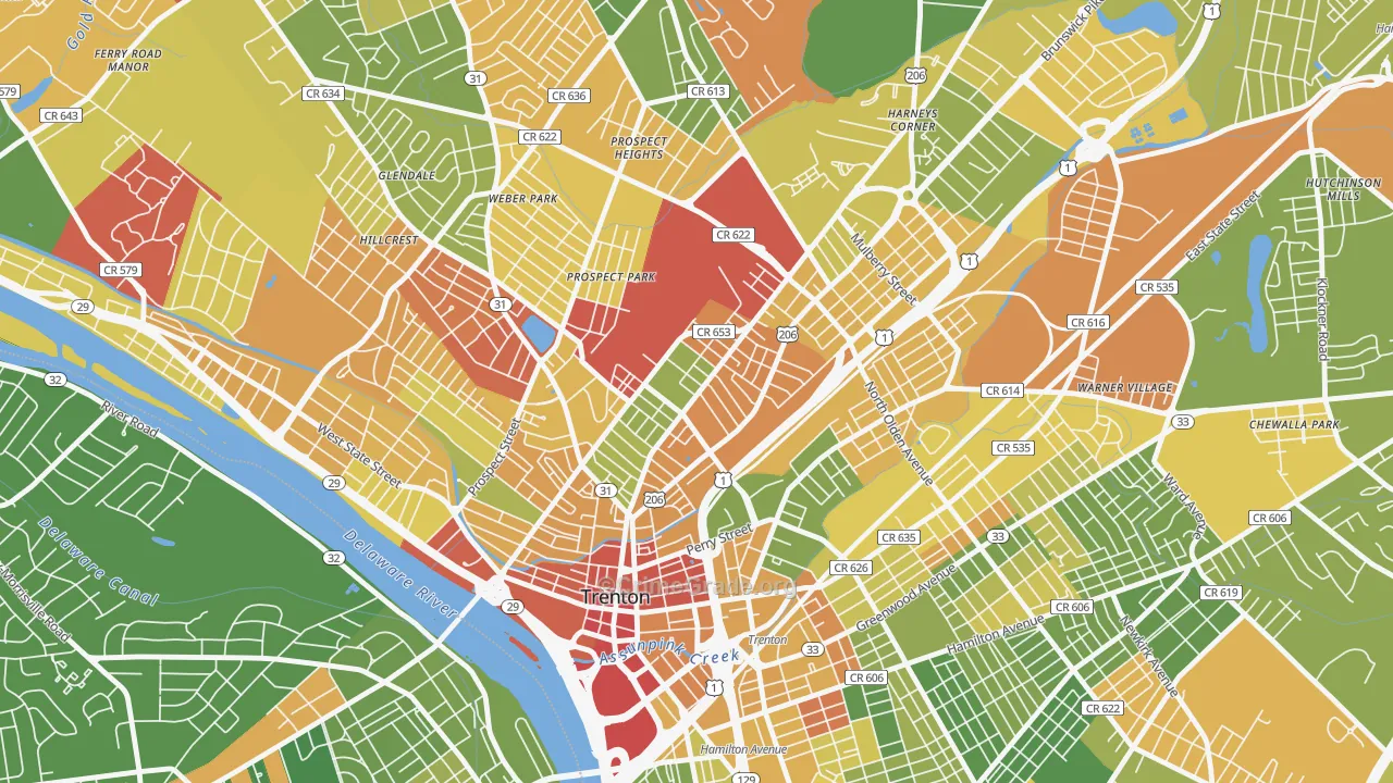 North Trenton, Trenton, NJ Map of Drug-Related Crime Rates