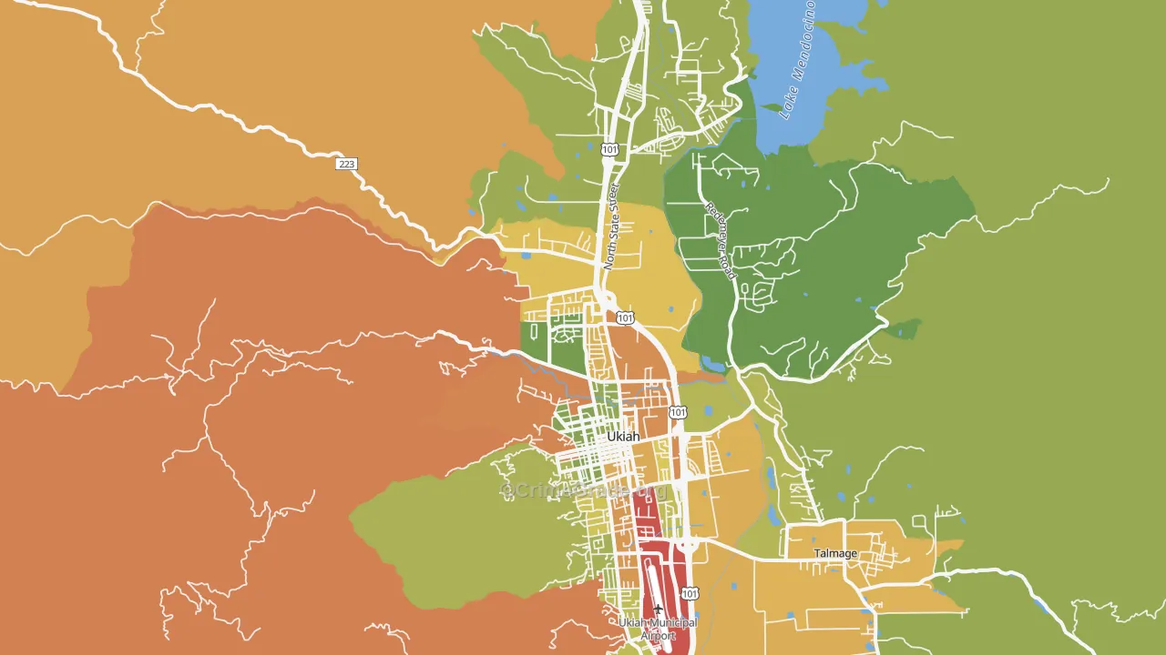 North Ukiah, Ukiah, CA Map of Drug-Related Crime Rates