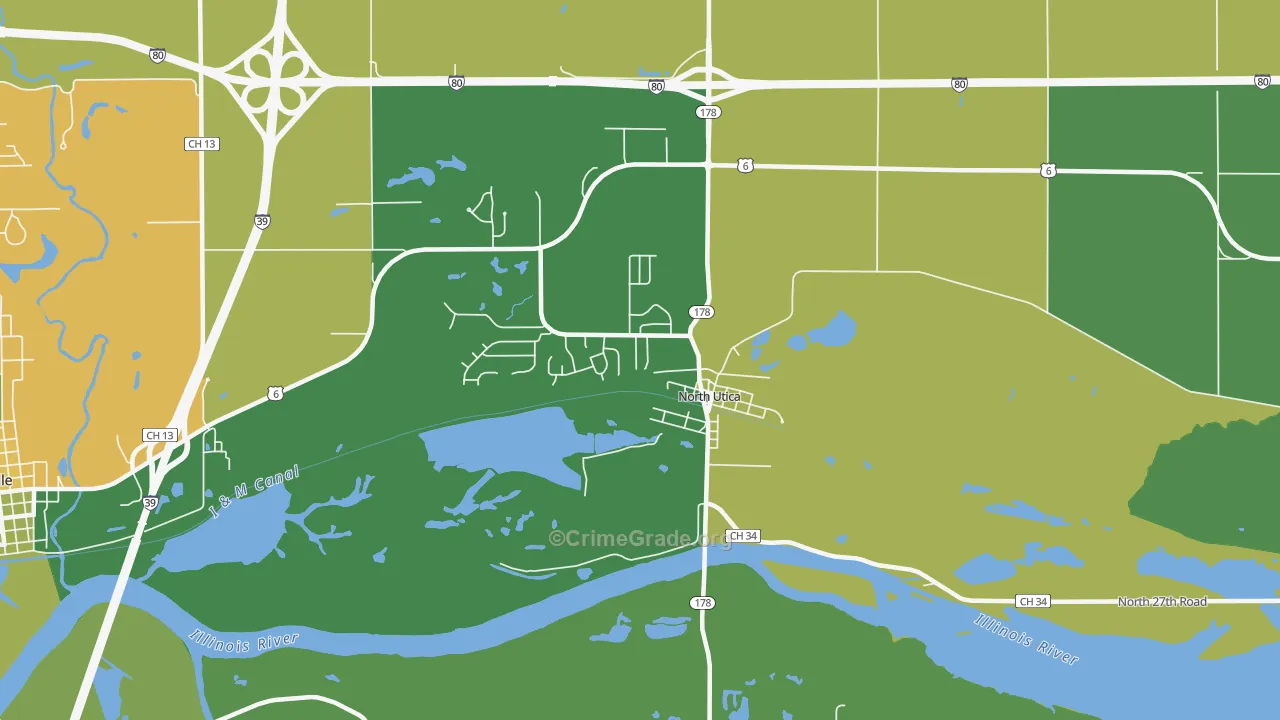North Utica, IL Map of Drug-Related Crime Rates