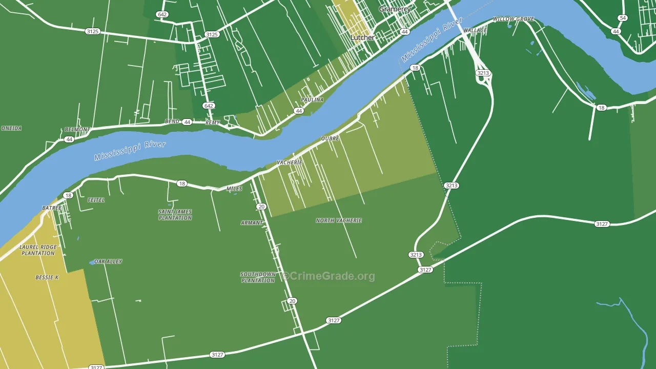 North Vacherie, LA Map of Drug-Related Crime Rates