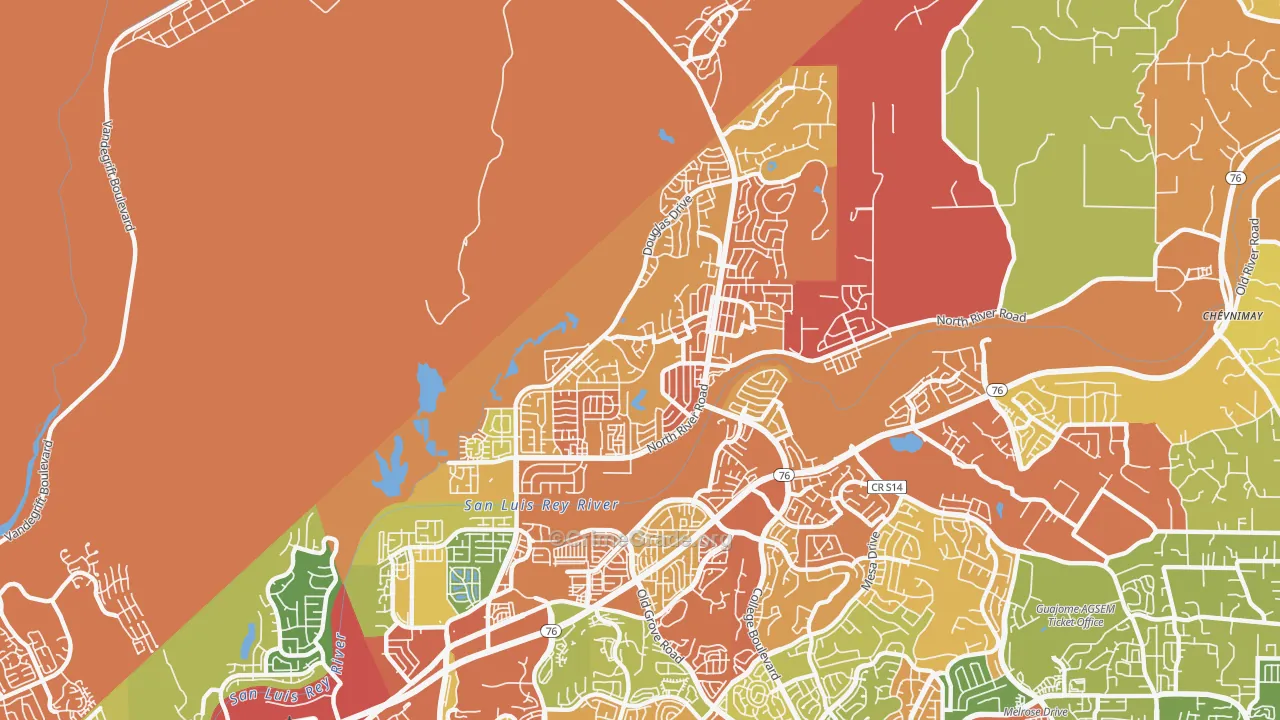 North Valley San Diego, Oceanside, CA Map of Drug-Related Crime Rates