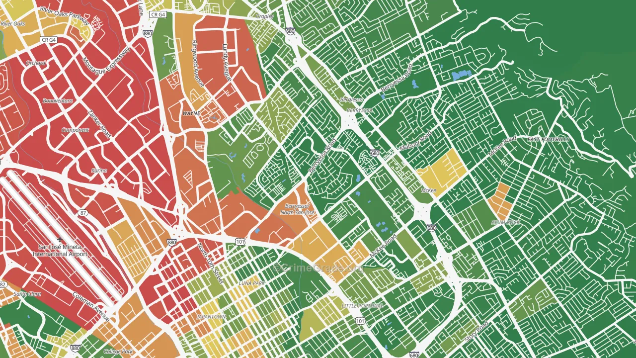 North Valley, San Jose, CA Map of Drug-Related Crime Rates
