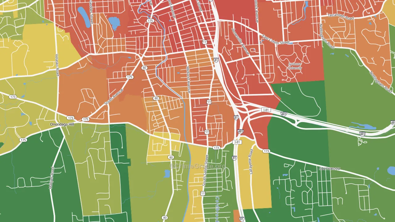 North Valley, Syracuse, NY Map of Drug-Related Crime Rates