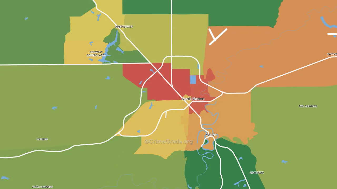 North Vernon, IN Map of Drug-Related Crime Rates
