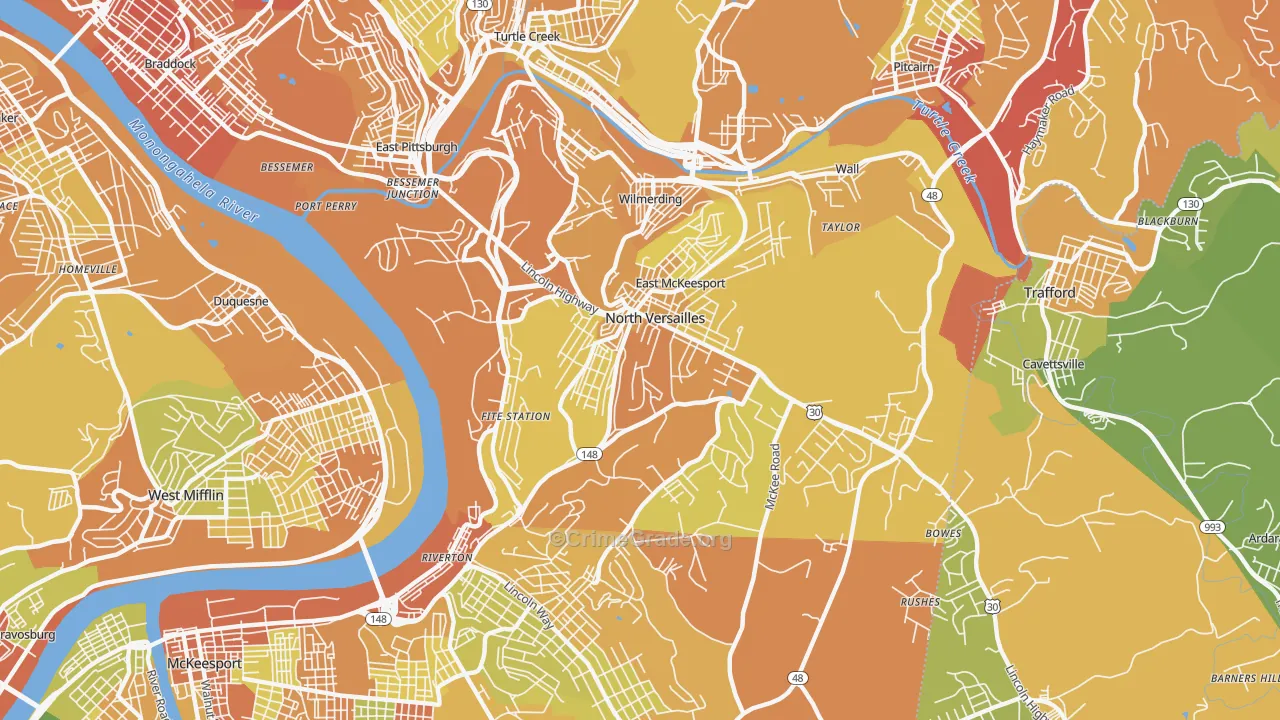 North Versailles, PA Map of Drug-Related Crime Rates