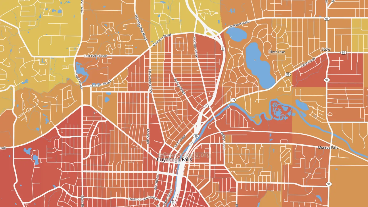 North Village, Cuyahoga Falls, OH Map of Drug-Related Crime Rates