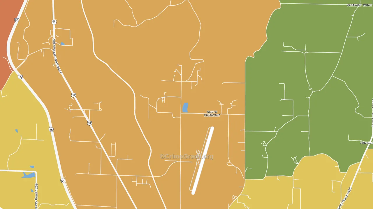 North Vinemont, AL Map of Drug-Related Crime Rates