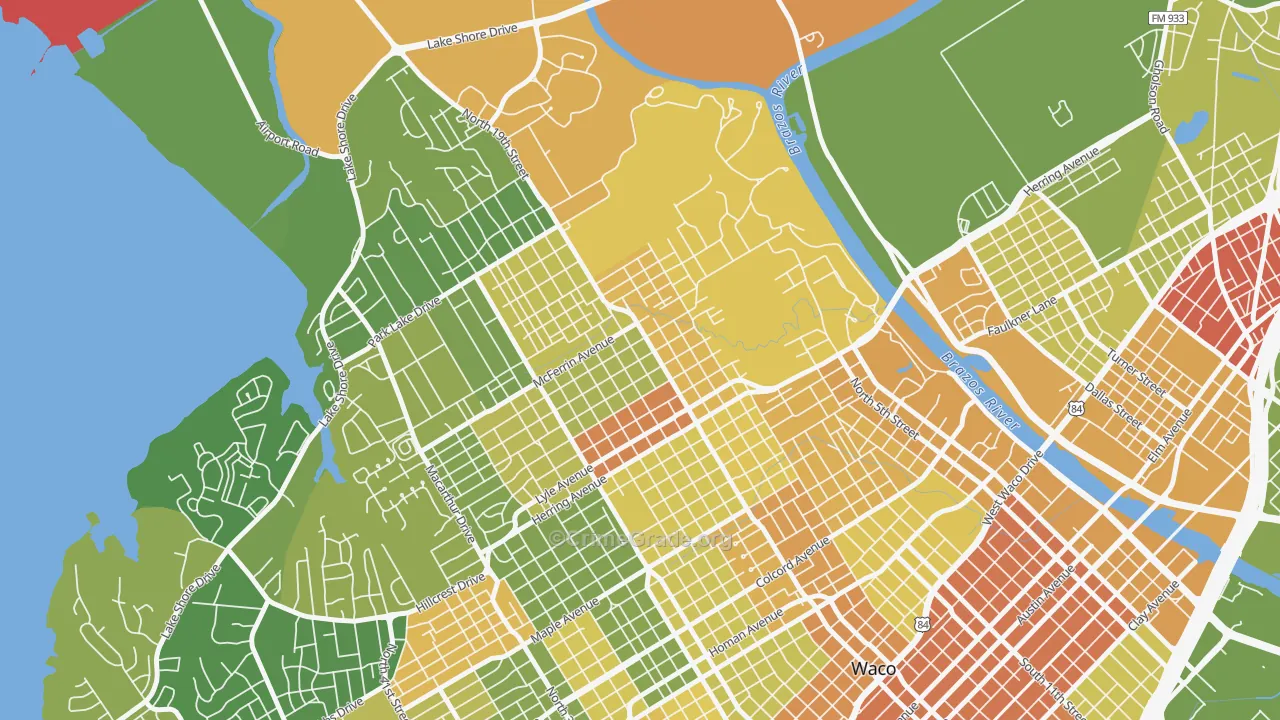 North Waco, Waco, TX Map of Drug-Related Crime Rates