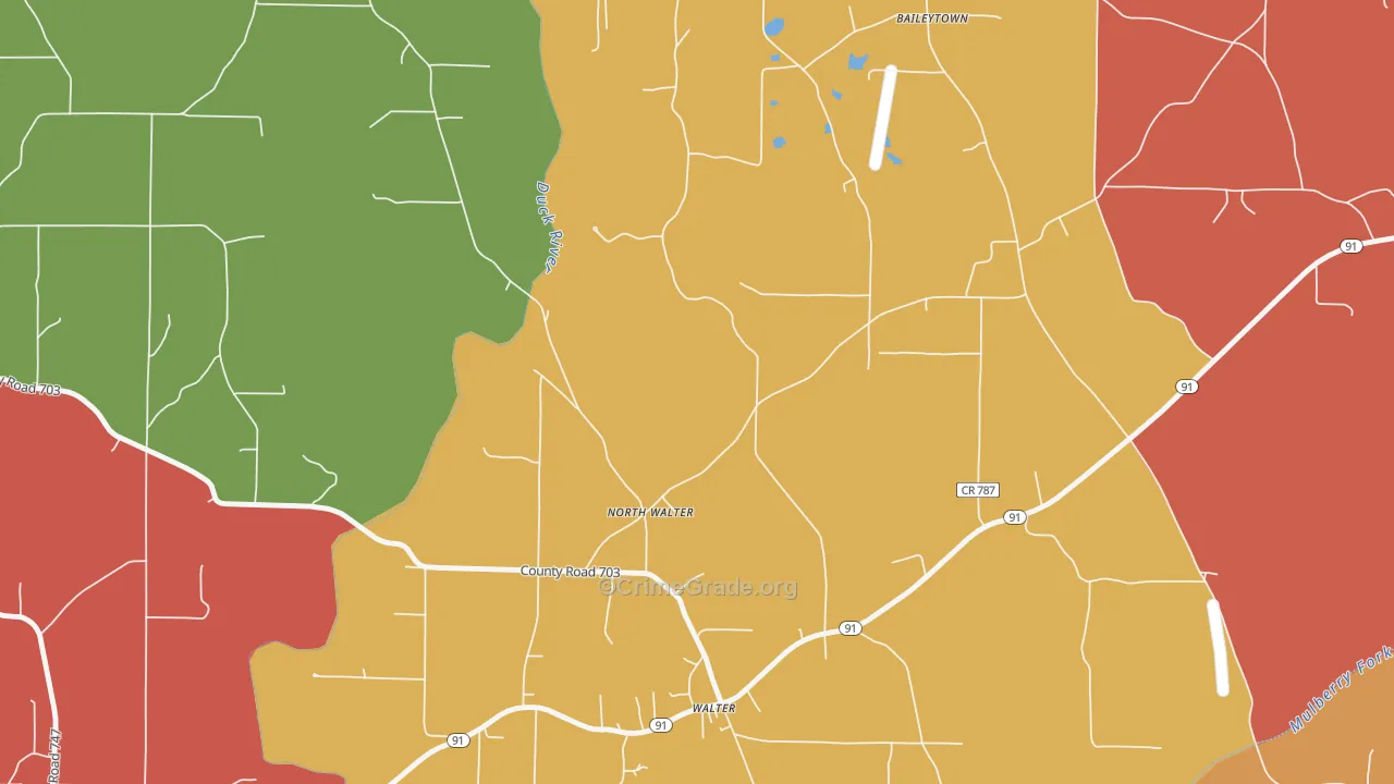 North Walter, AL Map of Drug-Related Crime Rates