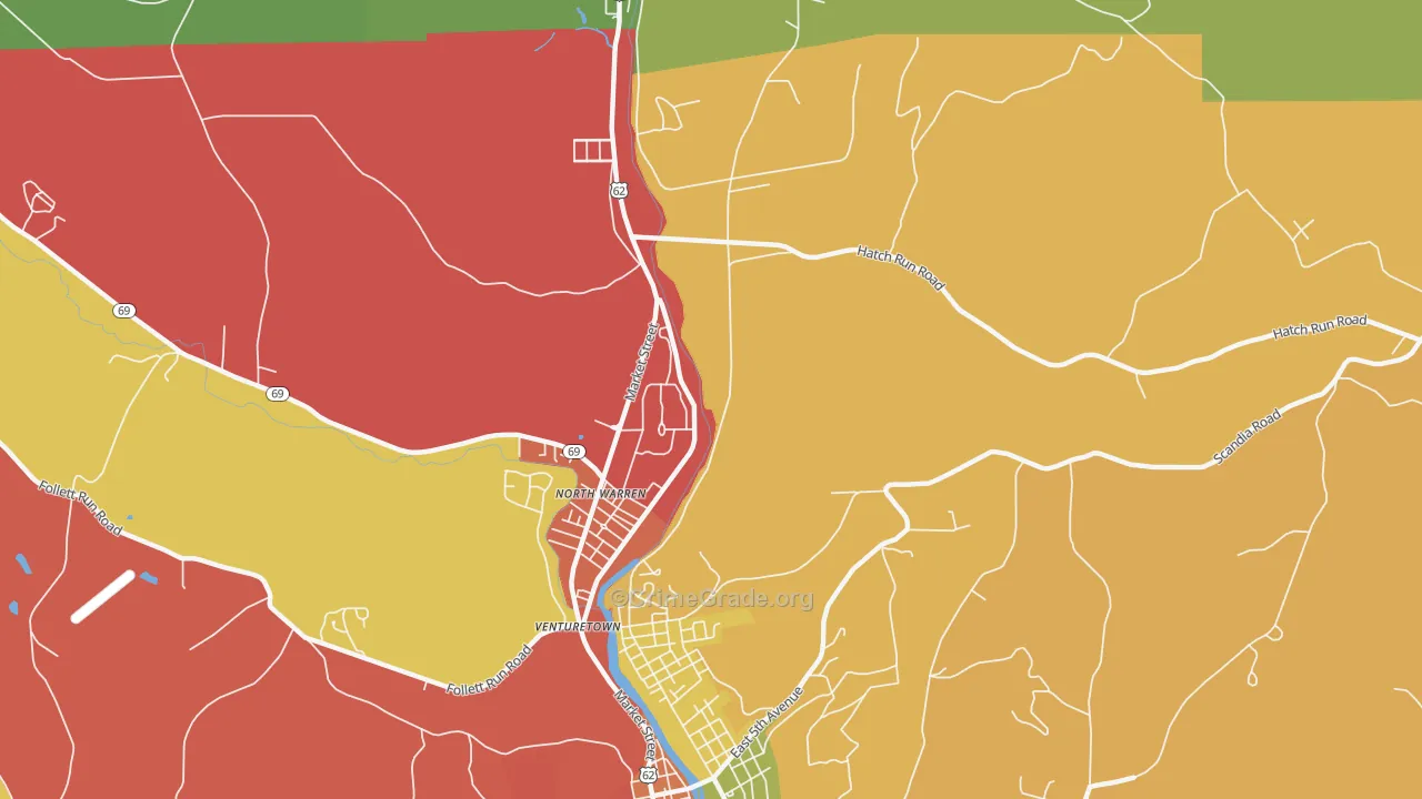 North Warren, PA Map of Drug-Related Crime Rates