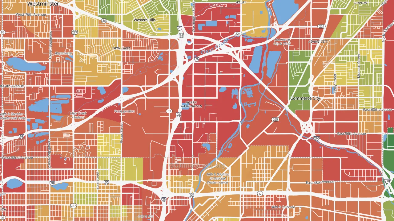 North Washington, CO Map of Drug-Related Crime Rates