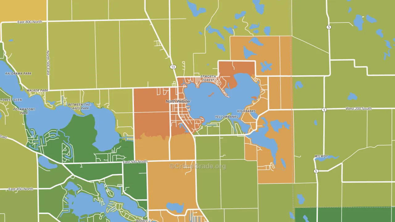 North Webster, IN Map of Drug-Related Crime Rates