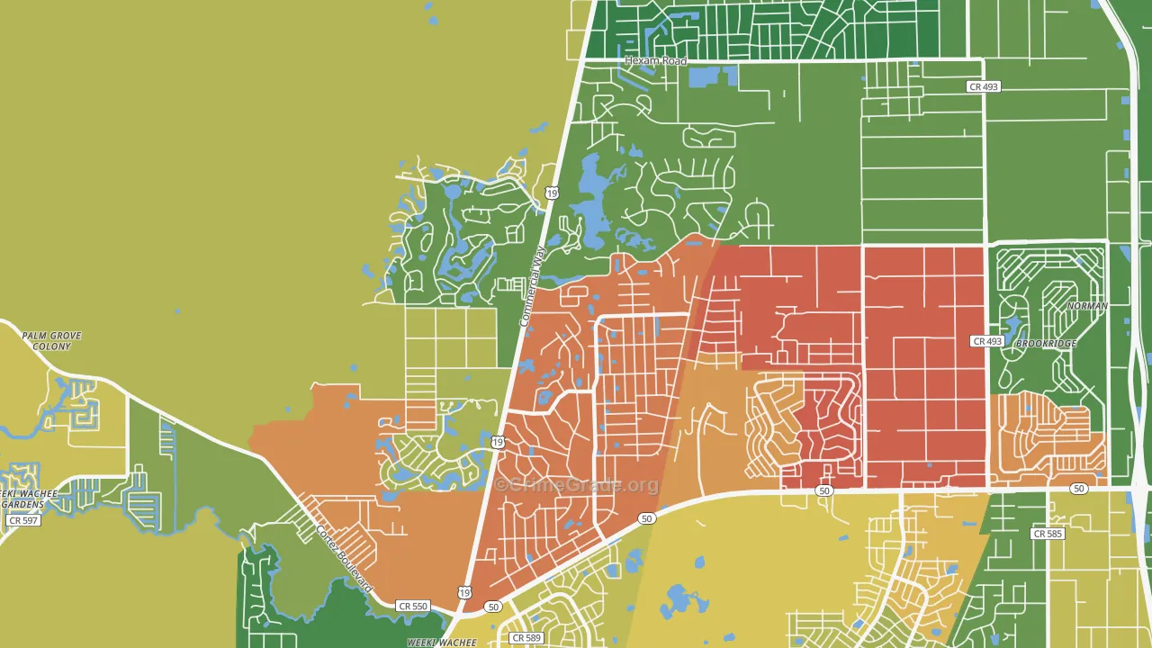North Weeki Wachee, FL Map of Drug-Related Crime Rates