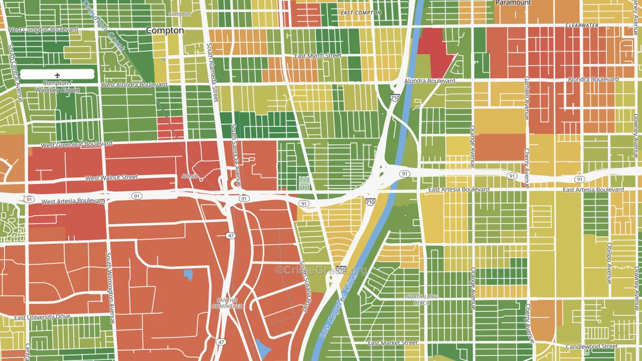 North West Long Beach, Long Beach, CA Map of Drug-Related Crime Rates