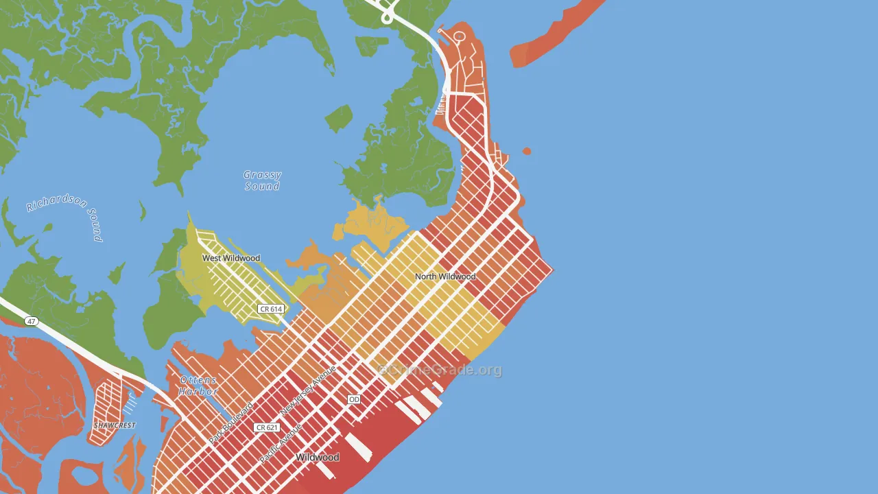 North Wildwood, NJ Map of Drug-Related Crime Rates