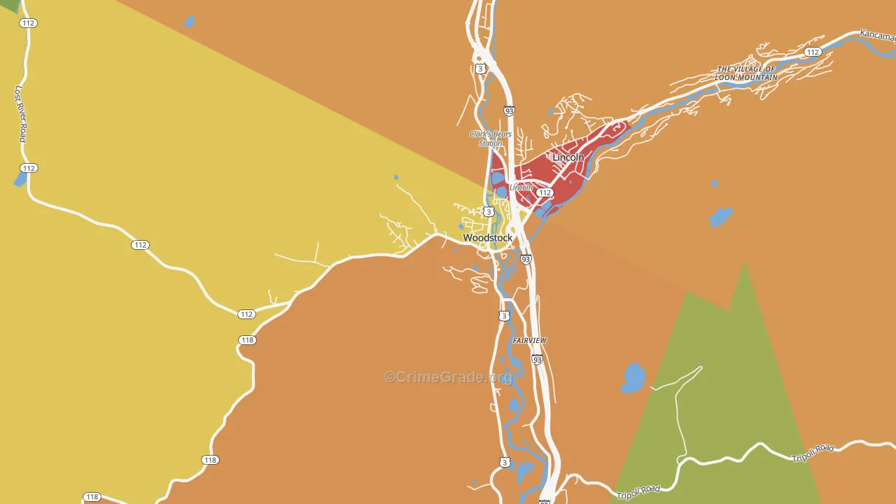 North Woodstock, NH Map of Drug-Related Crime Rates