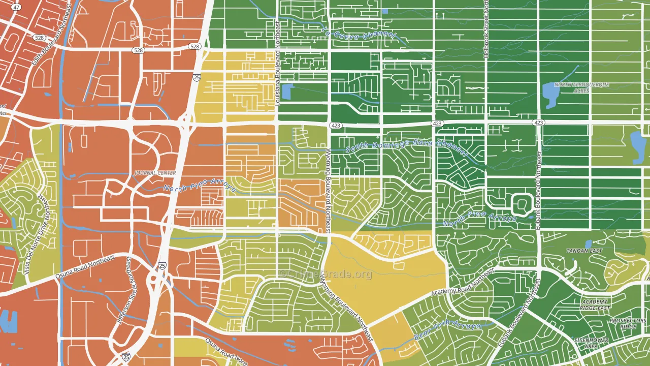 North Wyoming, Albuquerque, NM Map of Drug-Related Crime Rates