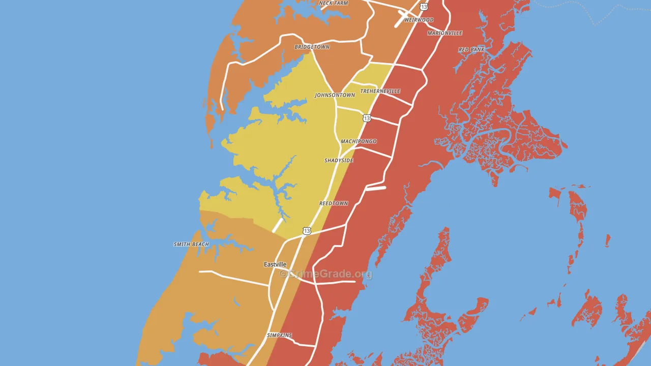 Northampton County, VA Map of Drug-Related Crime Rates