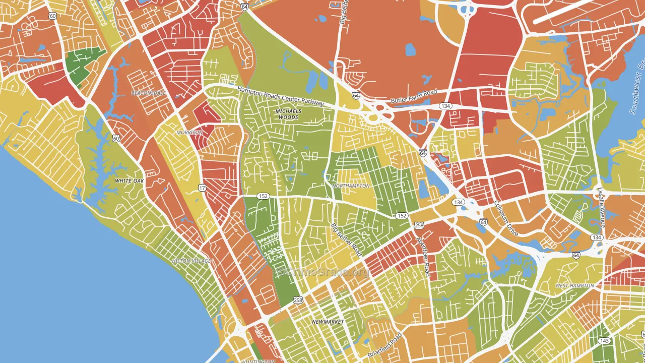 Northampton, Hampton, VA Map of Drug-Related Crime Rates