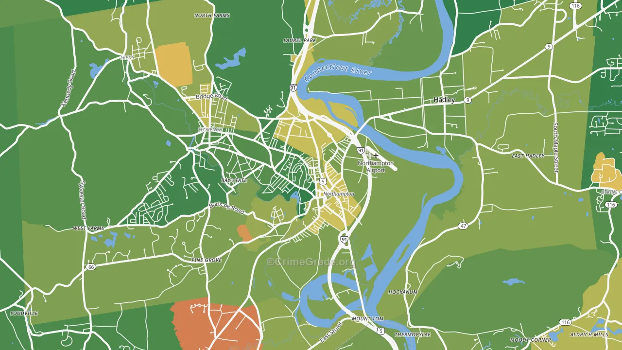Northampton, MA Map of Drug-Related Crime Rates