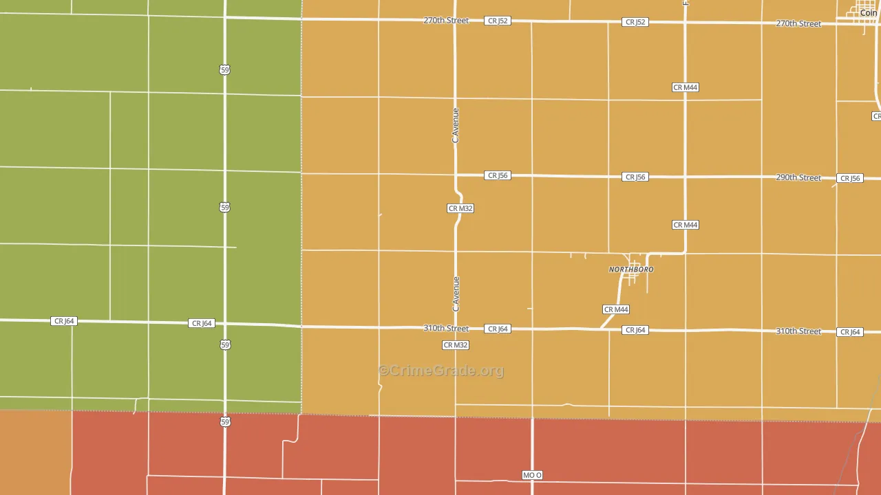 Northboro, IA Map of Drug-Related Crime Rates