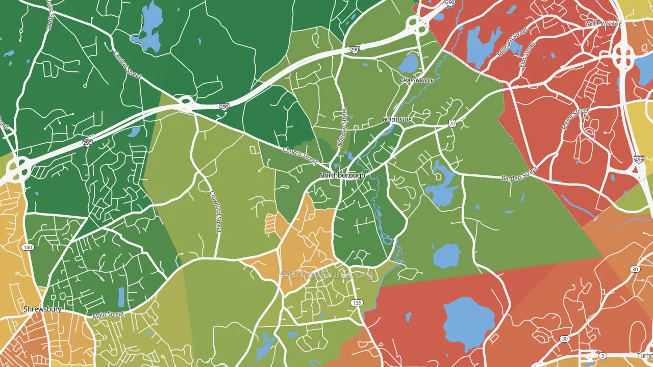 Northborough, MA Map of Drug-Related Crime Rates