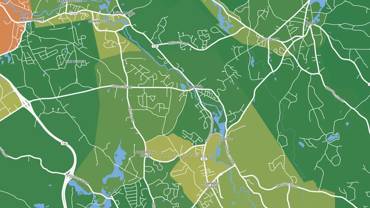 Northbridge, MA Map of Drug-Related Crime Rates