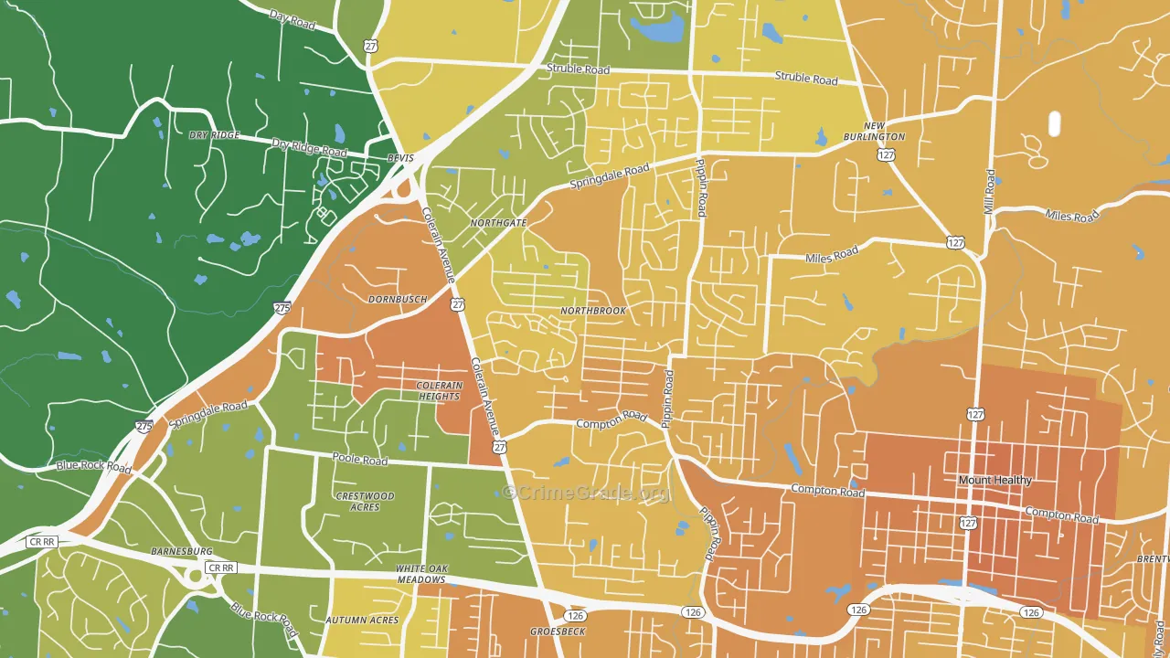 Northbrook, Cincinnati, OH Map of Drug-Related Crime Rates