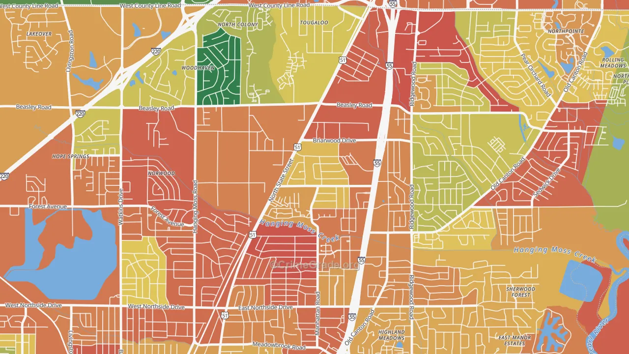 Northbrook, Jackson, MS Map of Drug-Related Crime Rates