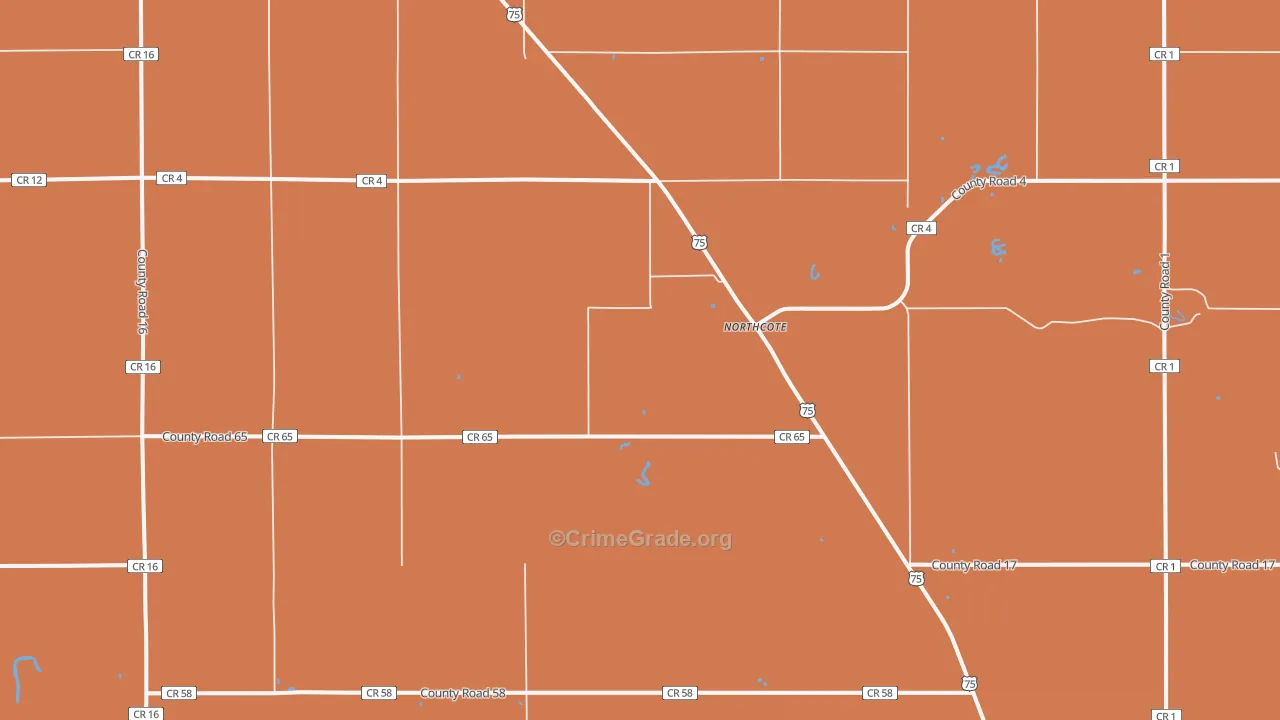 Northcote, MN Map of Drug-Related Crime Rates