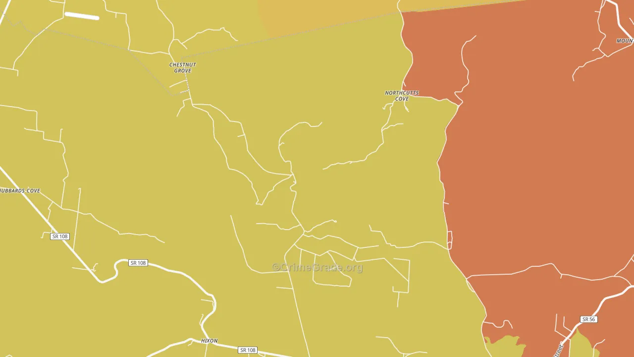 Northcutts Cove, TN Map of Drug-Related Crime Rates