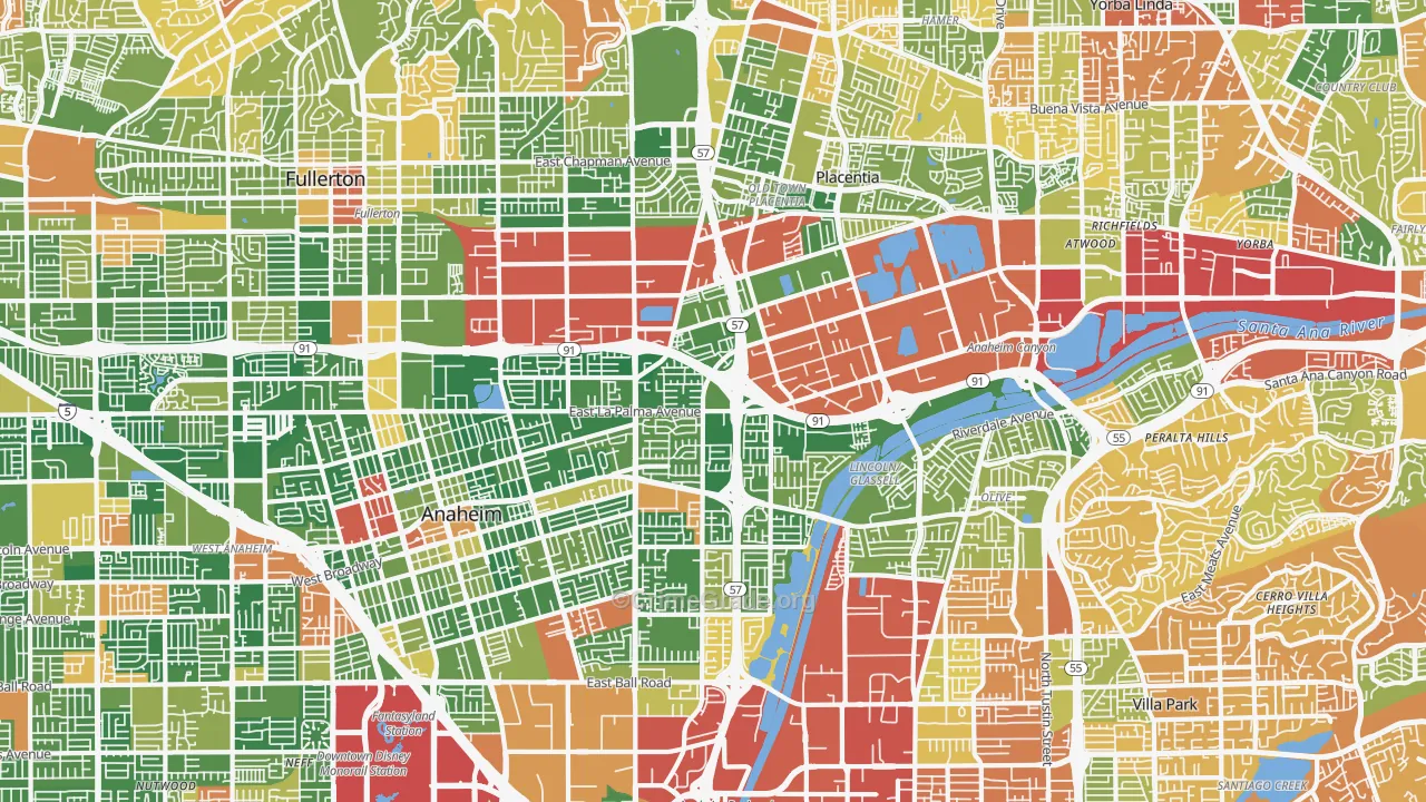 Northeast, Anaheim, CA Map of Drug-Related Crime Rates