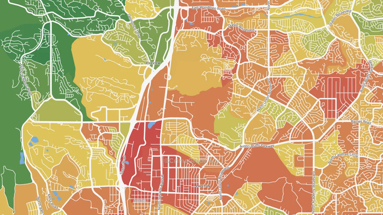 Northeast Colorado Springs, Colorado Springs, CO Map of Drug-Related Crime Rates