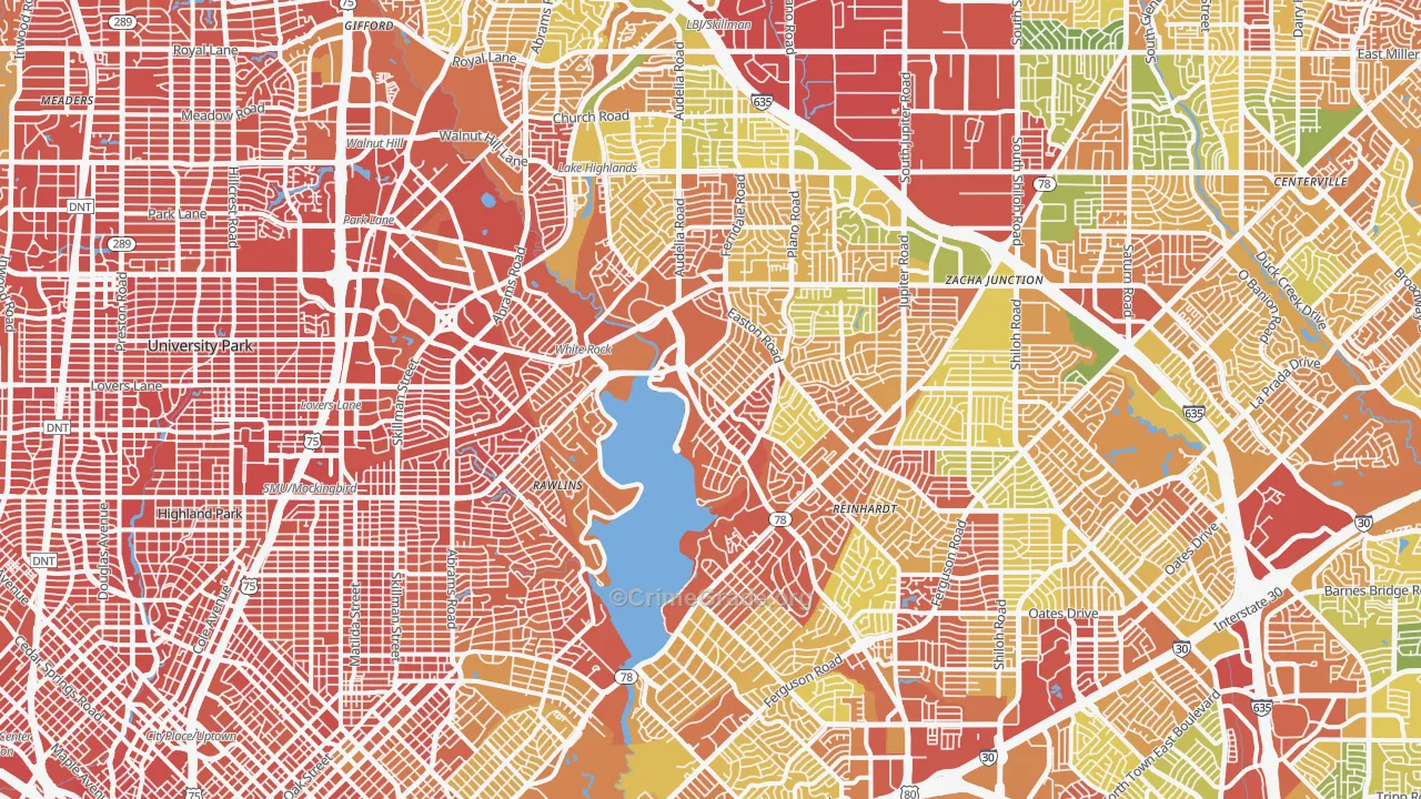 Northeast Dallas-White Rock, Dallas, TX Map of Drug-Related Crime Rates