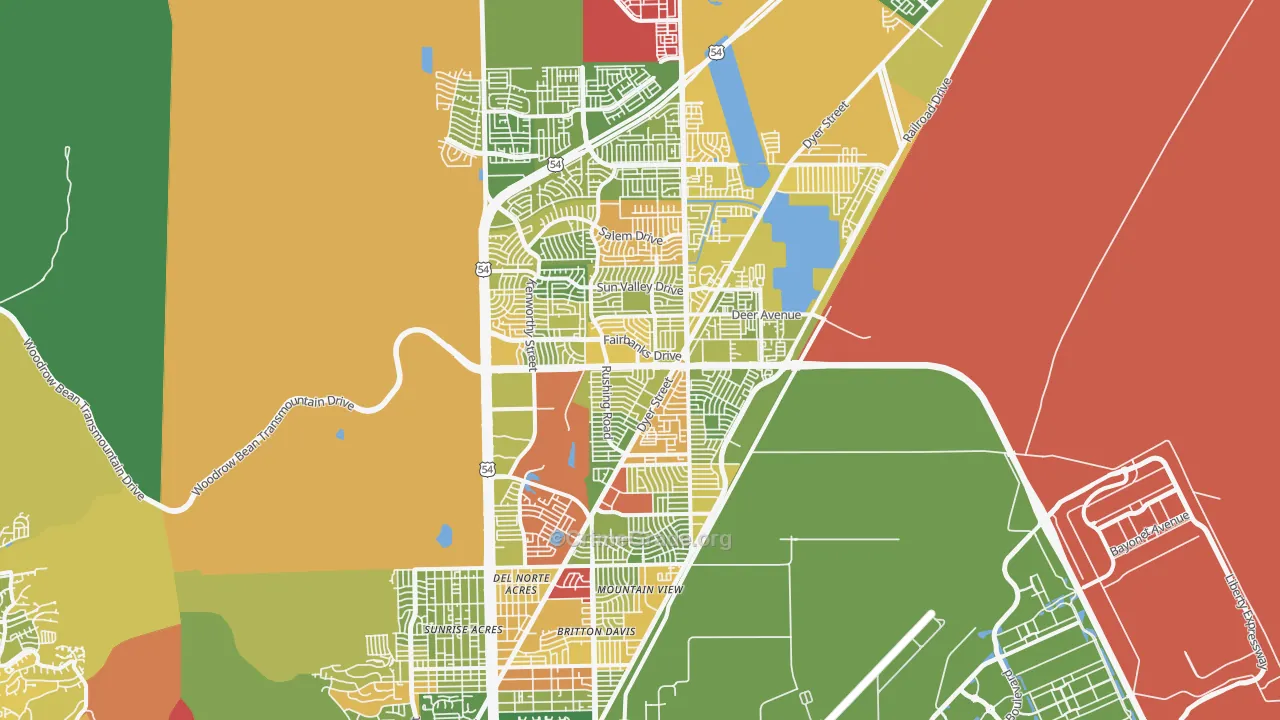 Northeast, El Paso, TX Map of Drug-Related Crime Rates