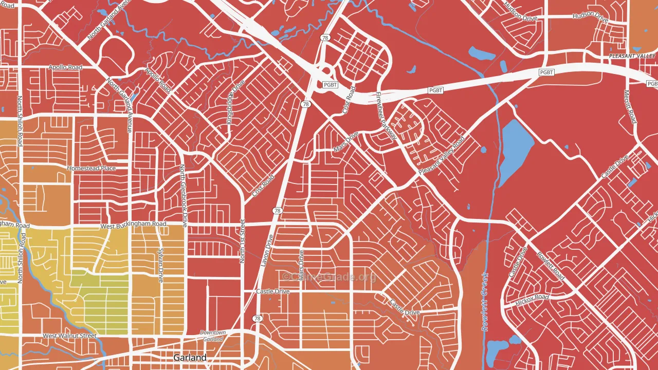Northeast Garland, Garland, TX Map of Drug-Related Crime Rates