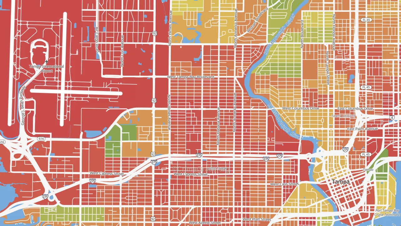 Northeast MacFarlane, Tampa, FL Map of Drug-Related Crime Rates
