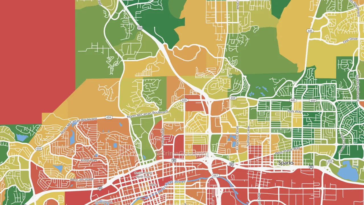 Northeast, Reno, NV Map of Drug-Related Crime Rates