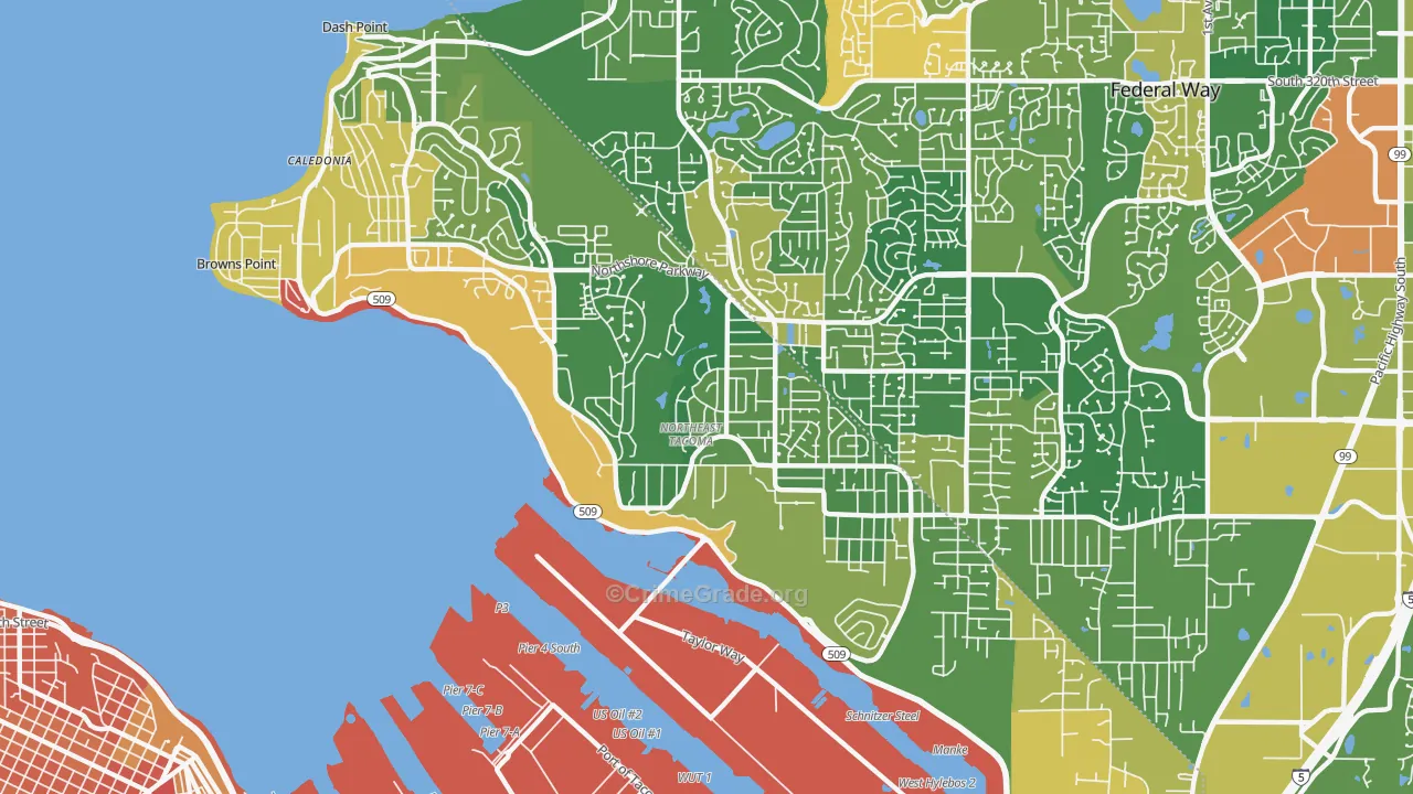 Northeast Tacoma, Tacoma, WA Map of Drug-Related Crime Rates