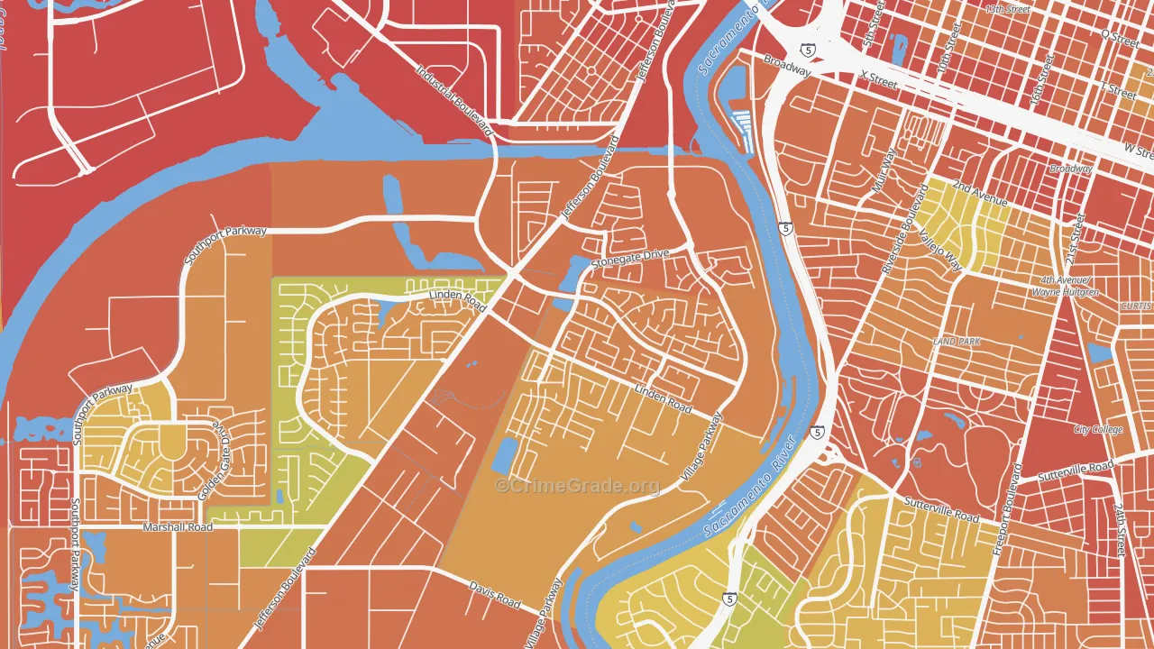 Northeast Village, West Sacramento, CA Map of Drug-Related Crime Rates