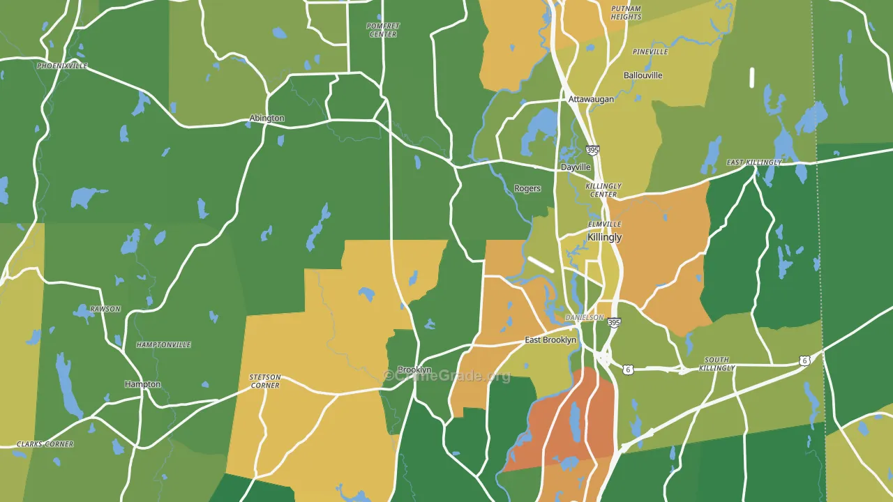 Northeastern Connecticut Planning Region, CT Map of Drug-Related Crime Rates