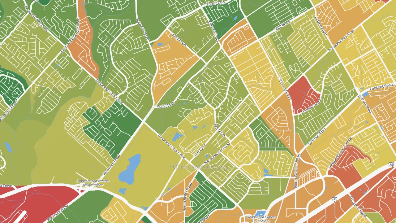 Northern Hills, San Antonio, TX Map of Drug-Related Crime Rates